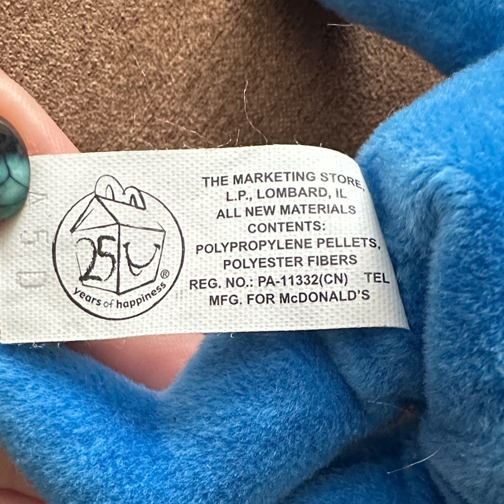 McNugget the Bear Beanie baby Blue Stuffed Bear with Pink Ribbon - Picture 4 of 7